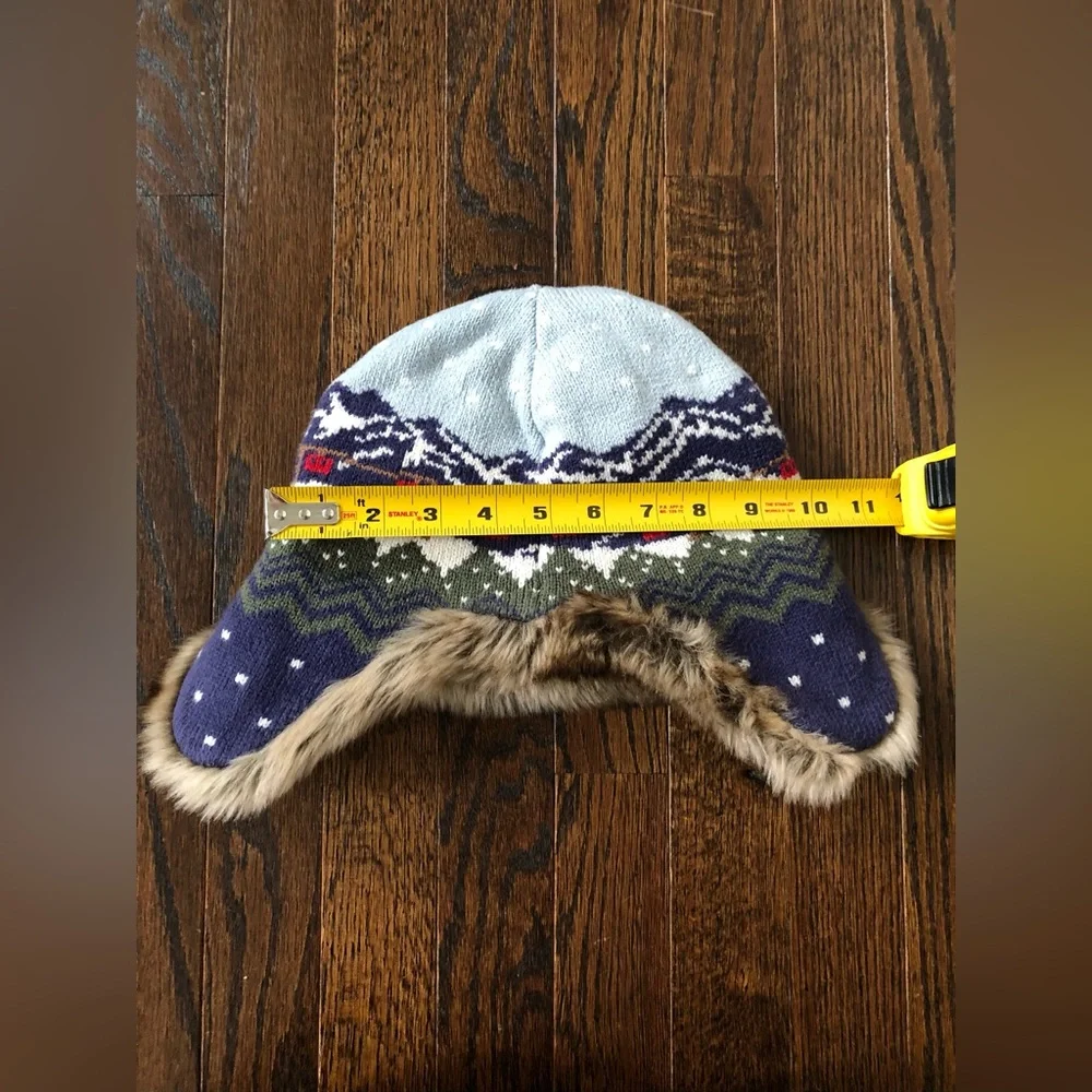 Hanna Andersson Boys L Fair Isle Apres Ski Knit Cotton Trapper Winter Hat - EUC!